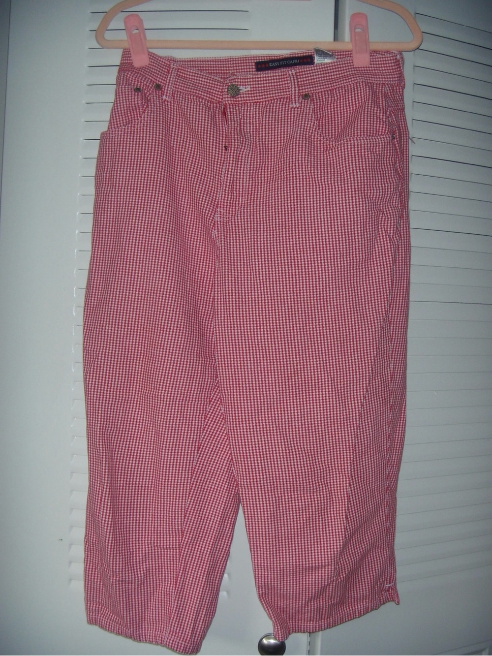 bill blass Pink Red Gingham Capris
